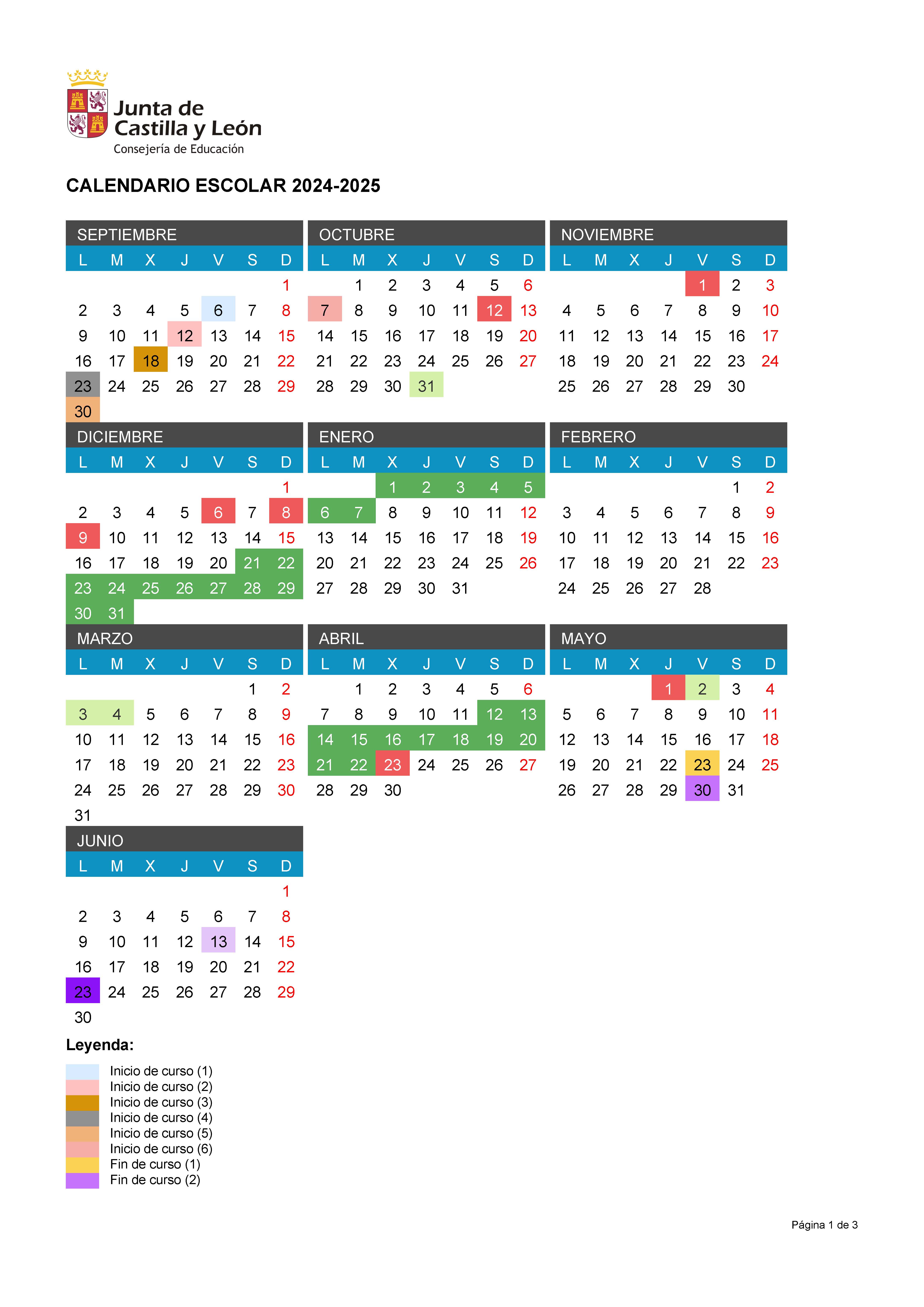 CALENDARIO ESCOLAR 24-25